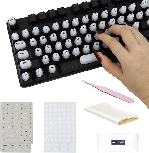Raised Keyboard Stickers for Long Nails with Letters - Heart-Shaped Antistatic Silicone Protective Cover with Tweezers, Wet Wipes, Dry Towel & Jelly Glue, Ideal for Typing, Gaming & Nail Art (70 Pcs) in Kuwait
