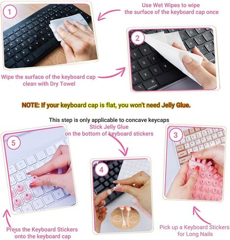 Raised Keyboard Stickers for Long Nails with Letters - Heart-Shaped Antistatic Silicone Protective Cover with Tweezers, Wet Wipes, Dry Towel & Jelly Glue, Ideal for Typing, Gaming & Nail Art (70 Pcs) in Kuwait