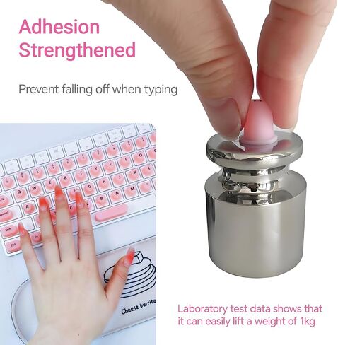 Raised Keyboard Stickers for Long Nails with Letters - Heart-Shaped Antistatic Silicone Protective Cover with Tweezers, Wet Wipes, Dry Towel & Jelly Glue, Ideal for Typing, Gaming & Nail Art (70 Pcs) in Kuwait