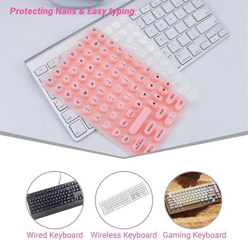 Raised Keyboard Stickers for Long Nails with Letters - Heart-Shaped Antistatic Silicone Protective Cover with Tweezers, Wet Wipes, Dry Towel & Jelly Glue, Ideal for Typing, Gaming & Nail Art (70 Pcs) in Kuwait