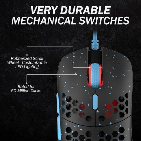 HK GAMING Mira S Ultra Lightweight Honeycomb Shell Wired RGB Gaming Mouse - Up to 12 000 cpi | 6 Buttons - 61g Only (Mira-S, Blue Phantom) in Kuwait