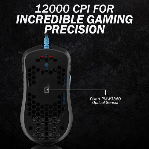 HK GAMING Mira S Ultra Lightweight Honeycomb Shell Wired RGB Gaming Mouse - Up to 12 000 cpi | 6 Buttons - 61g Only (Mira-S, Blue Phantom) in Kuwait
