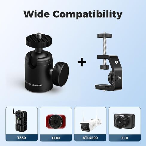 ATLI 4K Time Lapse Camera & C Clamp and Ball Head Kit - Timelapse Construction Cameras and C Clamp with 1/4"-20 Stainless Steel Thread Screw Mount and 1/4" Screw Tripod Ball Head in Kuwait