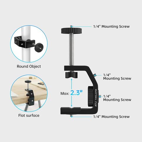 ATLI 4K Time Lapse Camera & C Clamp and Ball Head Kit - Timelapse Construction Cameras and C Clamp with 1/4"-20 Stainless Steel Thread Screw Mount and 1/4" Screw Tripod Ball Head in Kuwait