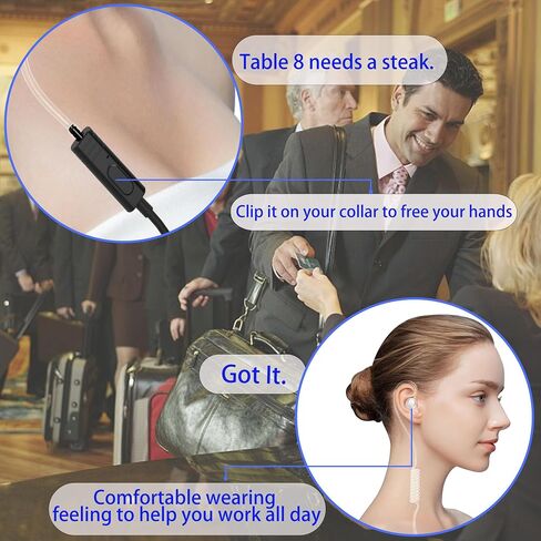 KETELESE T1 Walkie Talkie USB C Air Acoustic Tube Earpiece, Only Work with T1 Walkie Talkie (1 Pack, Black) in Saudi Arabia