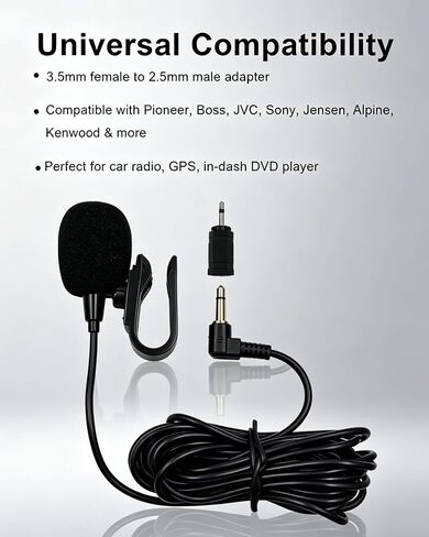 3.5mm Car External Mic for Kenwood JVC Vehicle Head Unit Audio in Kuwait