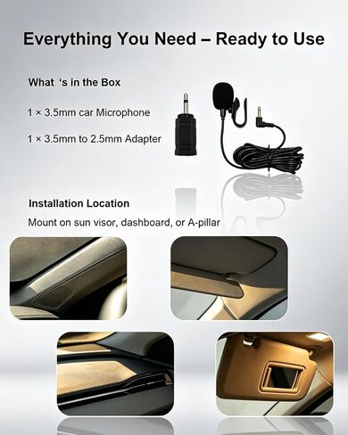 3.5mm Car External Mic for Kenwood JVC Vehicle Head Unit Audio in Kuwait