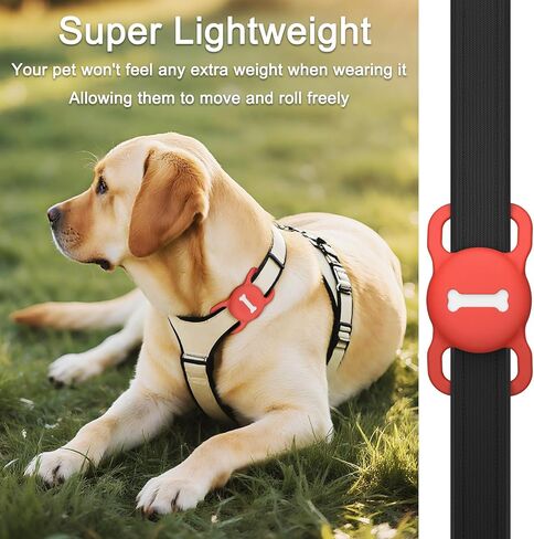 4 Pack Case for Airtag Dog Collar Holder, Soft Silicone Anti-Lost Protective Case Compatible with Apple Airtag, for Pet Dog Collars Holder Accessories (Black+White+Navy Blue+Red) in Saudi Arabia