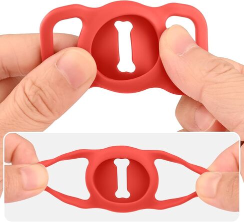 4 Pack Case for Airtag Dog Collar Holder, Soft Silicone Anti-Lost Protective Case Compatible with Apple Airtag, for Pet Dog Collars Holder Accessories (Black+White+Navy Blue+Red) in Saudi Arabia