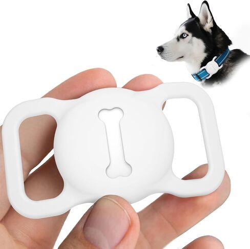 4 Pack Case for Airtag Dog Collar Holder, Soft Silicone Anti-Lost Protective Case Compatible with Apple Airtag, for Pet Dog Collars Holder Accessories (Black+White+Navy Blue+Red) in Saudi Arabia