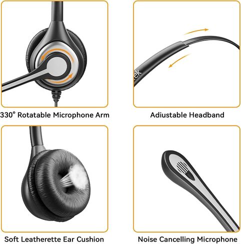 Wantek Phone Headset with Microphone Noise Cancelling, Telephone Headsets 2.5mm Jack Work for Panasonic AT&T ML17929 Vtech RCA Cisco Uniden Polycom Grandstream Home Office Cordless Phones(F602J25P) in Saudi Arabia