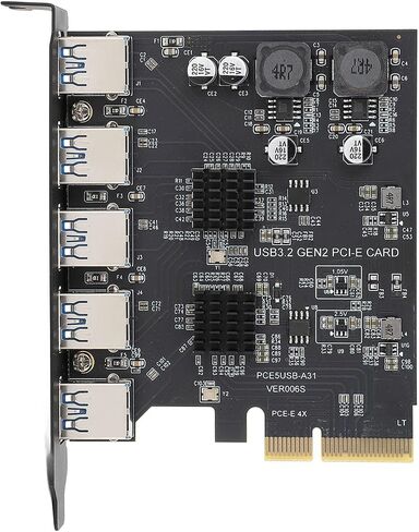 USB 3.2 Gen 2 PCIe Expansion Card, 10Gbps 5 Ports Type A PCIe 4X Adapter Card, PCI Express Expansion Card for ASM3142 Main Control Chip, for 7 10 11 for Linux in Saudi Arabia