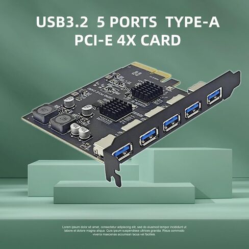 USB 3.2 Gen 2 PCIe Expansion Card, 10Gbps 5 Ports Type A PCIe 4X Adapter Card, PCI Express Expansion Card for ASM3142 Main Control Chip, for 7 10 11 for Linux in Saudi Arabia
