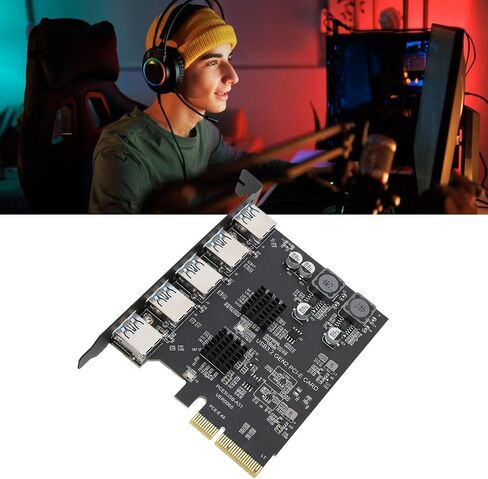 USB 3.2 Gen 2 PCIe Expansion Card, 10Gbps 5 Ports Type A PCIe 4X Adapter Card, PCI Express Expansion Card for ASM3142 Main Control Chip, for 7 10 11 for Linux in Saudi Arabia