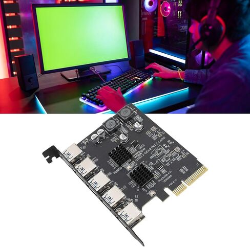 USB 3.2 Gen 2 PCIe Expansion Card, 10Gbps 5 Ports Type A PCIe 4X Adapter Card, PCI Express Expansion Card for ASM3142 Main Control Chip, for 7 10 11 for Linux in Saudi Arabia