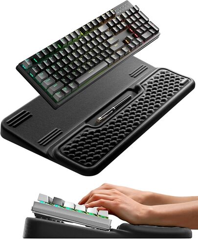 Vaydeer Wrist Rest with Keyboard Stand, Computer Wrist Support Pad, Ergonomic Keyboard Riser Holder Lift Tray with Wrist Pad, Soft Memory Foam Desk Cushion, Palm Hand Typing for Office Home Gift-Blue in Kuwait