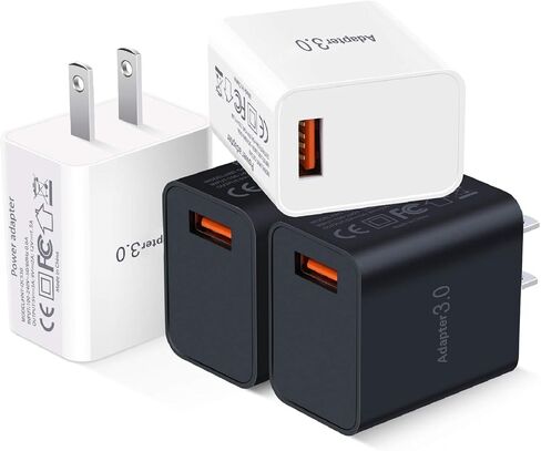 Fast Charge 3.0 USB Wall Charger [4-Pack] 5V 3A Fast Charging Block 18W QC Power Adapter for Wireless Charger Stand, Compatible with iPhone 16 15 14 Pro Max Galaxy S24 S23 Ultra 22 21 20 A03s in Saudi Arabia