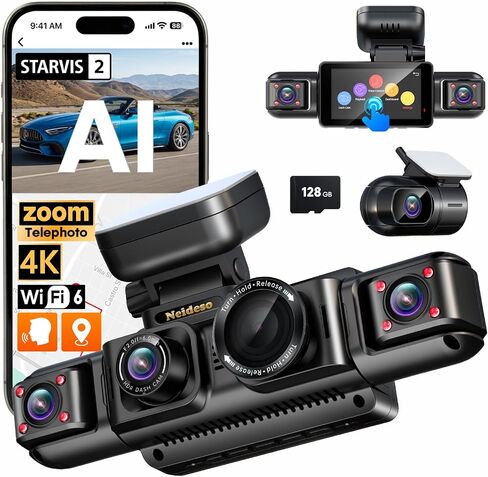 Neideso 5 Channel Telephoto 4K Dash Cam for Zoom Details, 360° View, N800 in Kuwait