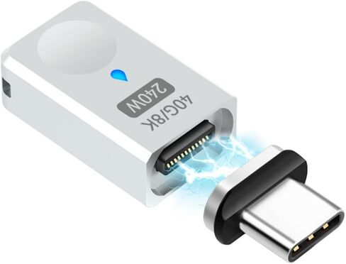 Sisyphy USB C Magnetic Adapter (40Gbps 240W 8K60Hz, Silver), USB4.0 Type C Connector with PD 240W Charge and 40Gbps Data Transfer Up to 8k@60Hz 4K@144Hz Video Output in Kuwait