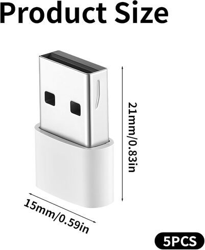 5Pack USB Converter USBC Female to USB Male Adapter Type C Charging Cord in Kuwait