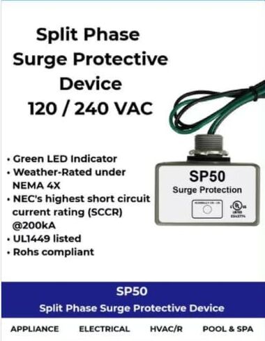 Long Term SP50 120/240VAC Universal HVAC Whole House Surge Protective Device - Surge Protector, Surge Suppressor, Watertight - UL in Kuwait