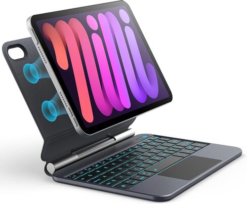 Keyboard Case for iPad mini 7 (A17 Pro, 2024) & mini 6 (2021) 8.3-inch,Magic-Style,Floating Cantilever Keyboard, Battery Display, 7-Color Backlit, Multi-Touch Trackpad,Auto Sleep/Wake,Space Black in Kuwait