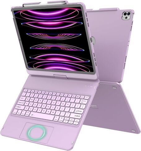 GGH Touch Keyboard Case for iPad Air 13 M3/M2 & Pro 12.9 Inch, Purple in Kuwait