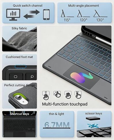 for iPad A16 11th/10th Generation Case with Keyboard, Folio Cover in Kuwait