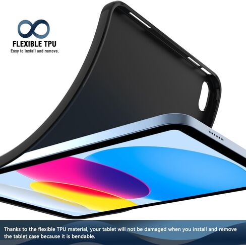 Puxicu Case for iPad (A16) 11th 11'' 2025/10th Generation 10.9'' 2022, Slim Design Matte TPU Rubber Soft Skin Silicone Protective Cover for iPad 10th/11th - Black in Kuwait