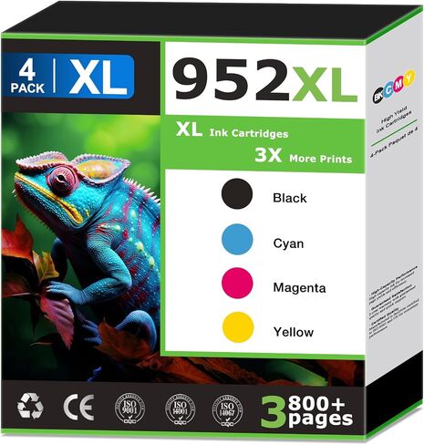 952XL Ink Cartridges Combo Pack Replacement for HP 952 XL Ink Cartridges Work With OfficeJet Pro 8710 7740 8715 8720 8210 8710 8702 8725 8702 8740 7720 8730 Cyan Magenta Yellow, Updated with V.19.9 in Kuwait
