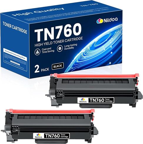 TN760 TN-760 Toner Cartridge High Yield Black Replacement for Brother TN760 TN-760 MFCL2750DW HLL2390DW MFCL2710DW HL-L2350DW Printer Ink, TN7602PK in Kuwait