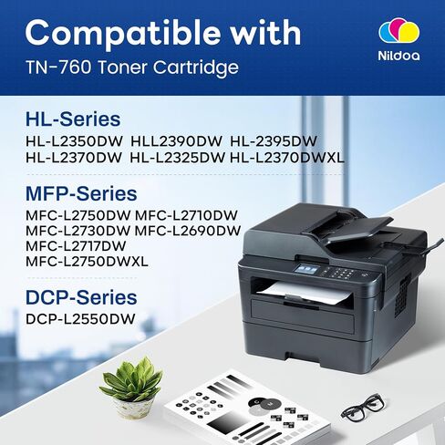 TN760 TN-760 Toner Cartridge High Yield Black Replacement for Brother TN760 TN-760 MFCL2750DW HLL2390DW MFCL2710DW HL-L2350DW Printer Ink, TN7602PK in Kuwait
