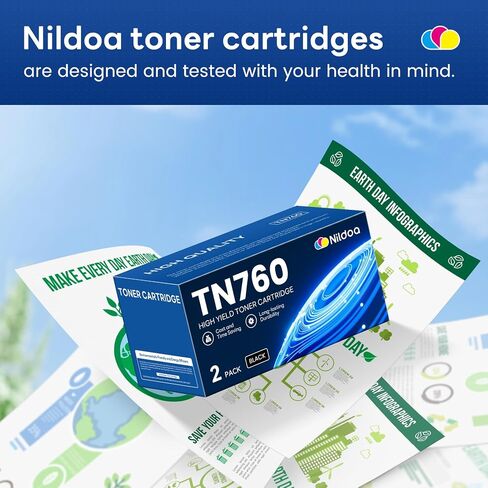 TN760 TN-760 Toner Cartridge High Yield Black Replacement for Brother TN760 TN-760 MFCL2750DW HLL2390DW MFCL2710DW HL-L2350DW Printer Ink, TN7602PK in Kuwait