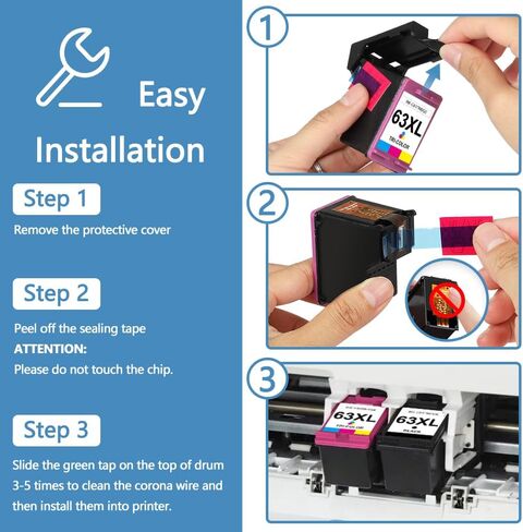 63XL Ink Cartridge Replacement for HP Ink 63 XL HP63 combo pack black color in Kuwait