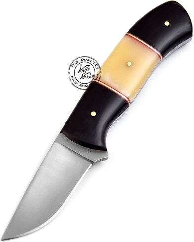 Buffalo Horn & Camel Bone High Carbon Steel Hunting Bushcraft Camping Knife, Outdoor Full Tang Knife with Leather Sheath, Prime Quality in Kuwait