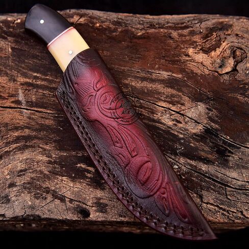 Buffalo Horn & Camel Bone High Carbon Steel Hunting Bushcraft Camping Knife, Outdoor Full Tang Knife with Leather Sheath, Prime Quality in Kuwait