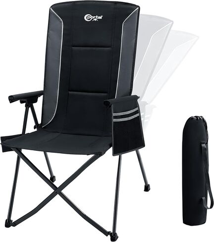 Portal Reclining Camping Chair High Back, 3-Position Hard Armrests, 350 lbs in Kuwait
