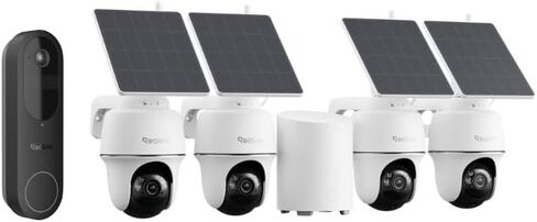 REOLINK Home Hub Mini and Argus PT Solar Wireless Security Cameras Outdoor Bundle with 2K Battery Video Doorbell Camera, 150°x150° Head-to-Toe View, 2.4/5 GHz WiFi, Local Storage, No Monthly Fee in Kuwait