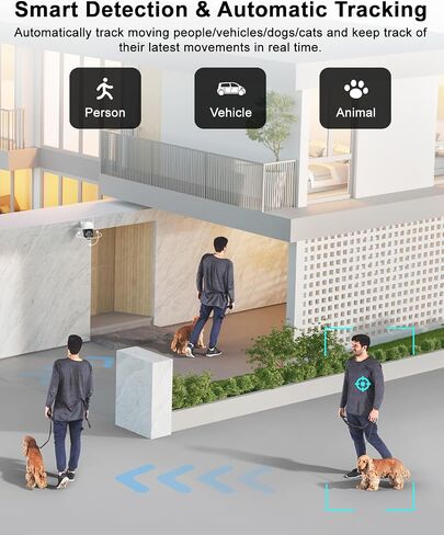 4K PTZ Security Camera Outdoor with Rapid 10X Hybrid Zoom, 355°Pan & 90° Tilt, True 8MP Dual-Lens WiFi Camera with Auto Tracking, AI Human/Vehicle/Pet Detection, Color Night Vision, RTSP in Kuwait