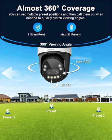 4K PTZ Security Camera Outdoor with Rapid 10X Hybrid Zoom, 355°Pan & 90° Tilt, True 8MP Dual-Lens WiFi Camera with Auto Tracking, AI Human/Vehicle/Pet Detection, Color Night Vision, RTSP in Kuwait