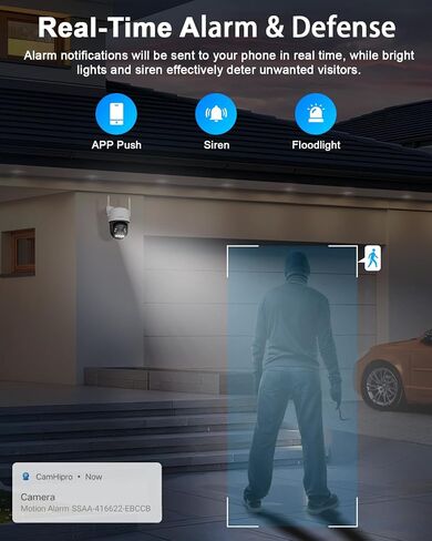 4K PTZ Security Camera Outdoor with Rapid 10X Hybrid Zoom, 355°Pan & 90° Tilt, True 8MP Dual-Lens WiFi Camera with Auto Tracking, AI Human/Vehicle/Pet Detection, Color Night Vision, RTSP in Kuwait