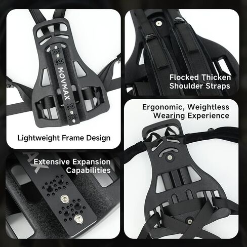 Movmax Third-Person Backpack Camera Mount Kit with Carbon Fiber Rod | 16"-40" Telescopic, for Insta360 X5/X4/X3/X2 DJI Osmo 360, Aluminum Adjustable Mount, Outdoor Live Streaming, Hiking&Cycling in Kuwait