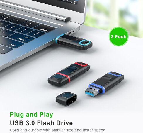 TOPESEL 128GB USB 3.0 Flash Drive 3 Pack,up to 90MB/s Reading,30MB/s Write in Kuwait