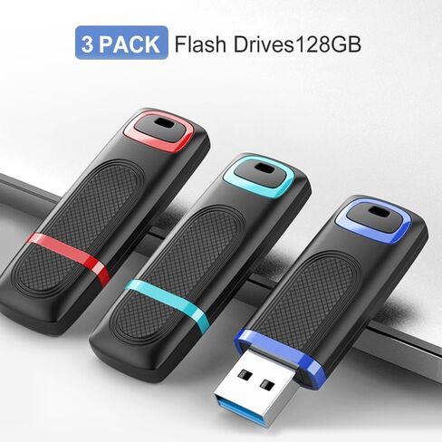 TOPESEL 128GB USB 3.0 Flash Drive 3 Pack,up to 90MB/s Reading,30MB/s Write in Kuwait