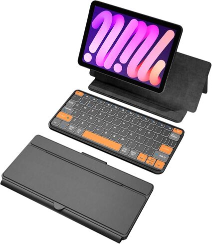 Universal Keyboard Plus Detachable, Dual Bluetooth Portable Keypad with Removable Stand & 7-Color Backlit, Wireless Travel Keyboard for iPad/Z Fold/Galaxy Tabs/Phones, Keypad for iOS/Android/Windows in Saudi Arabia