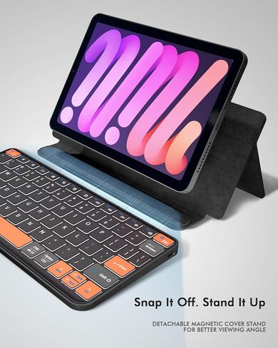 Universal Keyboard Plus Detachable, Dual Bluetooth Portable Keypad with Removable Stand & 7-Color Backlit, Wireless Travel Keyboard for iPad/Z Fold/Galaxy Tabs/Phones, Keypad for iOS/Android/Windows in Saudi Arabia