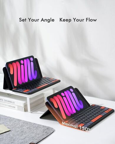Universal Keyboard Plus Detachable, Dual Bluetooth Portable Keypad with Removable Stand & 7-Color Backlit, Wireless Travel Keyboard for iPad/Z Fold/Galaxy Tabs/Phones, Keypad for iOS/Android/Windows in Saudi Arabia