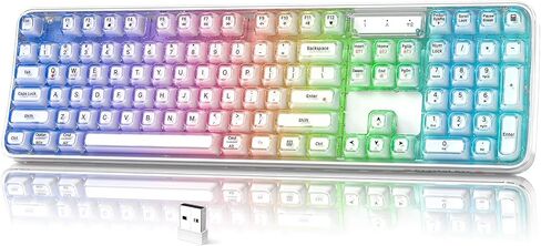 MOFII Wireless Computer Keyboard with RGB Backlit, Tri-Mode Bluetooth 5.0/USB-C/2.4GHz Gaming Keyboard, Full Size Layout, Ergonomic Curved Design for Windows Mac PC Gamers & Office in Kuwait