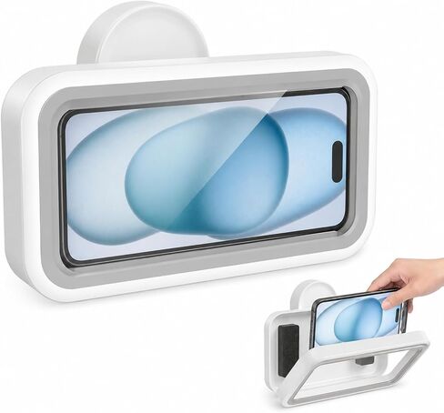 Shower Phone Holder Waterproof,Suction Phone Holder,Phone Shower Holder Waterproof,480° Rotatable, Multi-Angle Adjustable Waterproof Phone Holder,Bathroom Holder For All 4-7" Smartphones(White) in Saudi Arabia