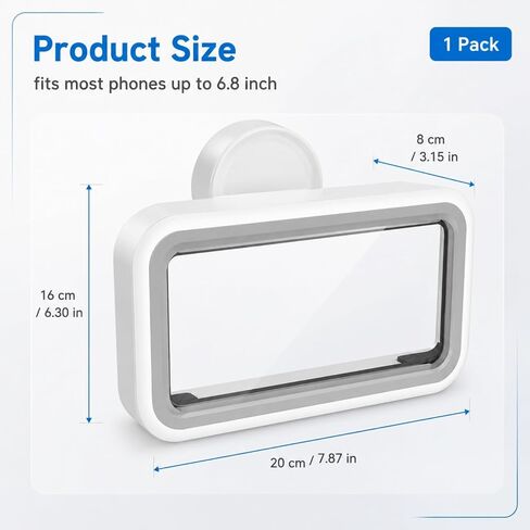Shower Phone Holder Waterproof,Suction Phone Holder,Phone Shower Holder Waterproof,480° Rotatable, Multi-Angle Adjustable Waterproof Phone Holder,Bathroom Holder For All 4-7" Smartphones(White) in Saudi Arabia